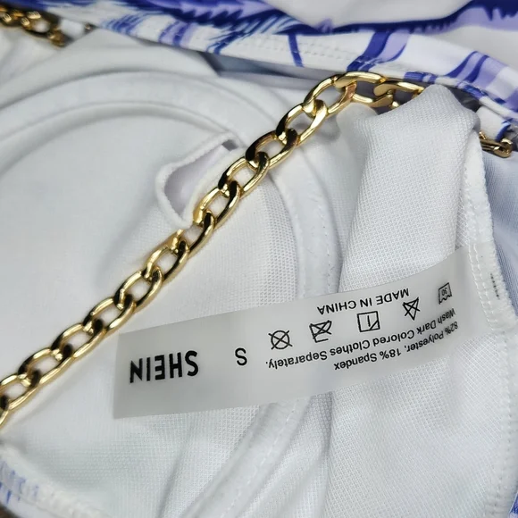 Shein Tropical Underwire Chain Strap Swimsuit - Size Small - Picture 11 of 15